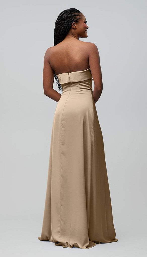 Long taupe bridesmaid dresses best sale