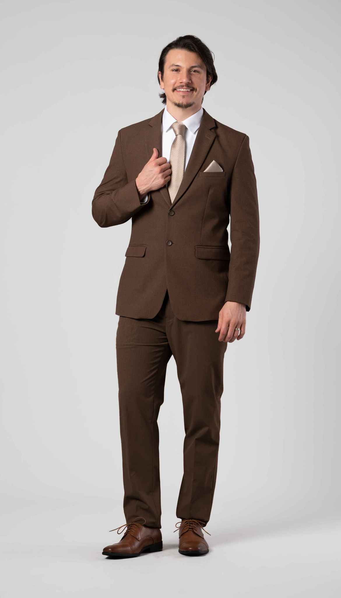 Trim Fit 2 Piece Suit Cocoa