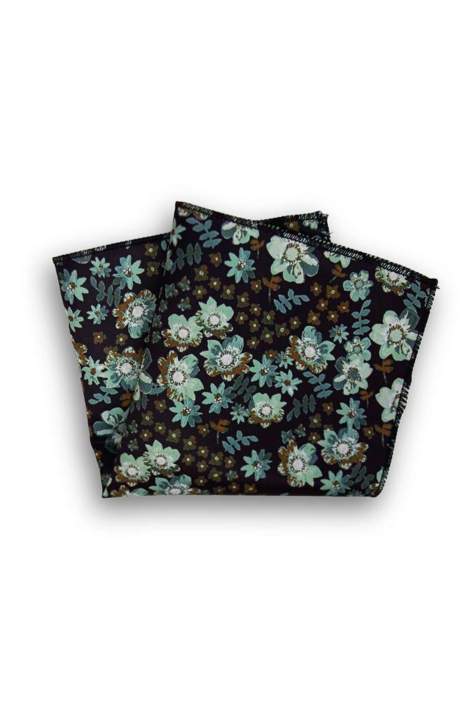 Dark Green|Floral Pocket Square