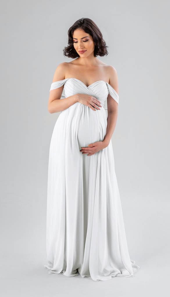 White maternity cheap bridesmaid dress