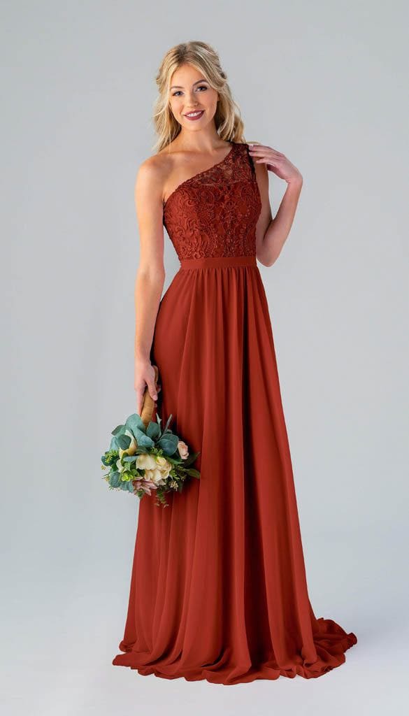 2015 One-Shoulder Navy Blue Lace Orange Lining top Short Bridesmaid Dress