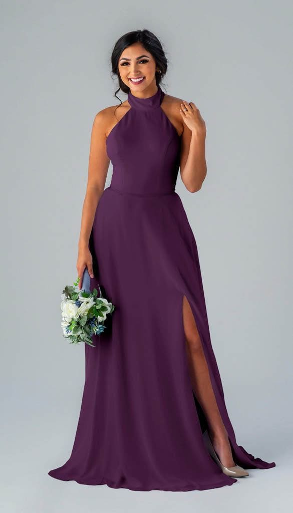 Purple High Neck Bridesmaid Dresses