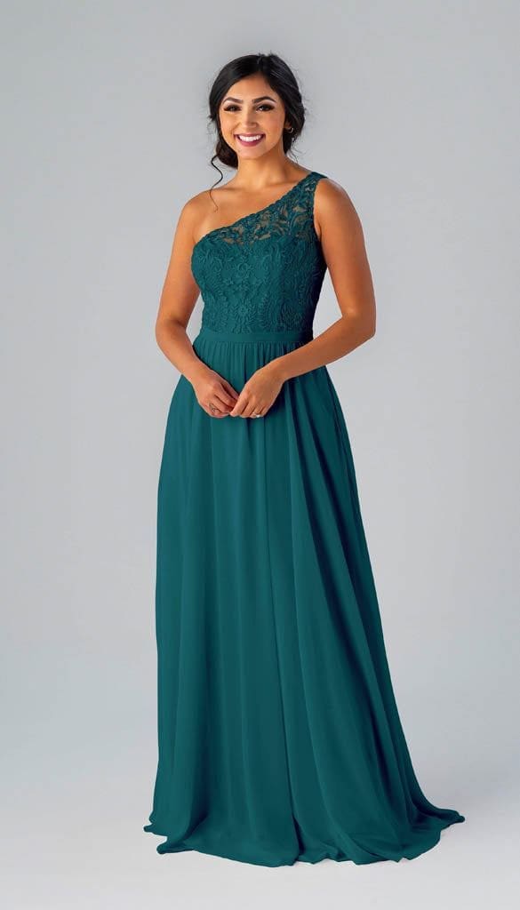 One Shoulder Teal Bridesmaid Dresses