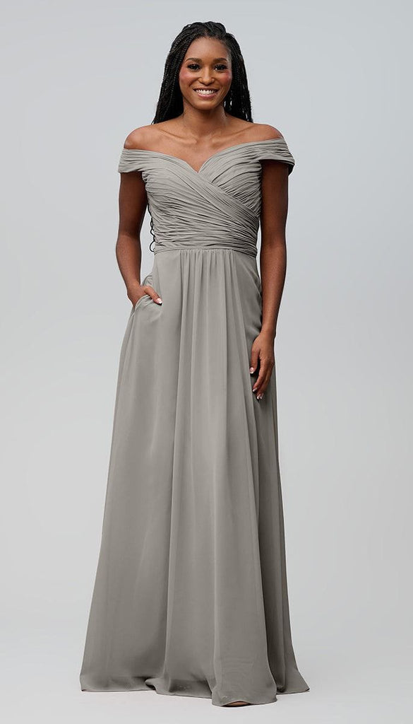 Gray chiffon bridesmaid dress best sale