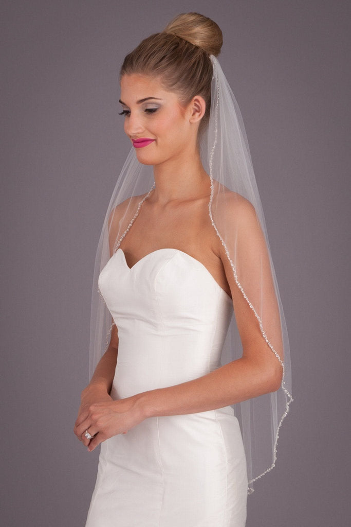 Beaded Edge Fingertip Veil