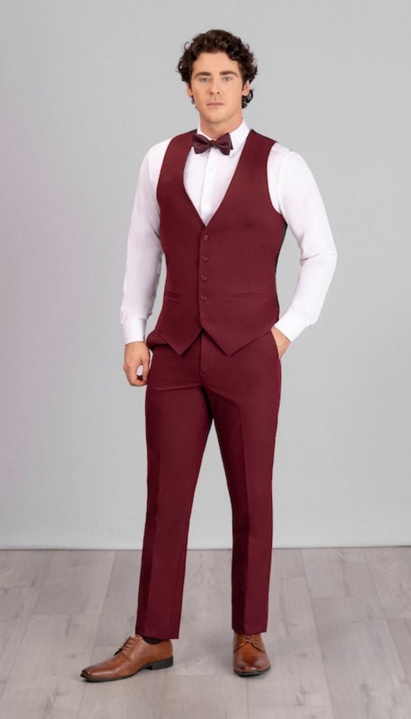 Burgundy|Trim Fit Suit Vests