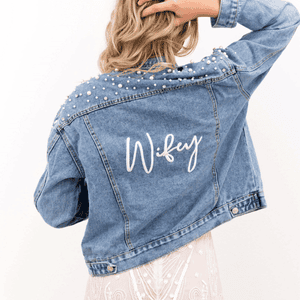 |Pearl and Rhinestone Denim Jacket