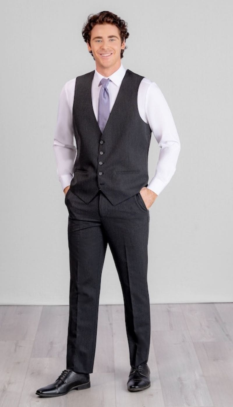 Charcoal|Trim Fit Suit Vests