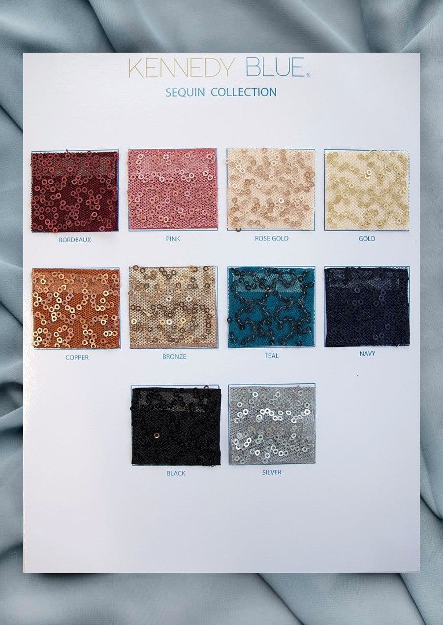 Sequin Fabric Swatch Page  Kennedy Blue - Kennedy Blue