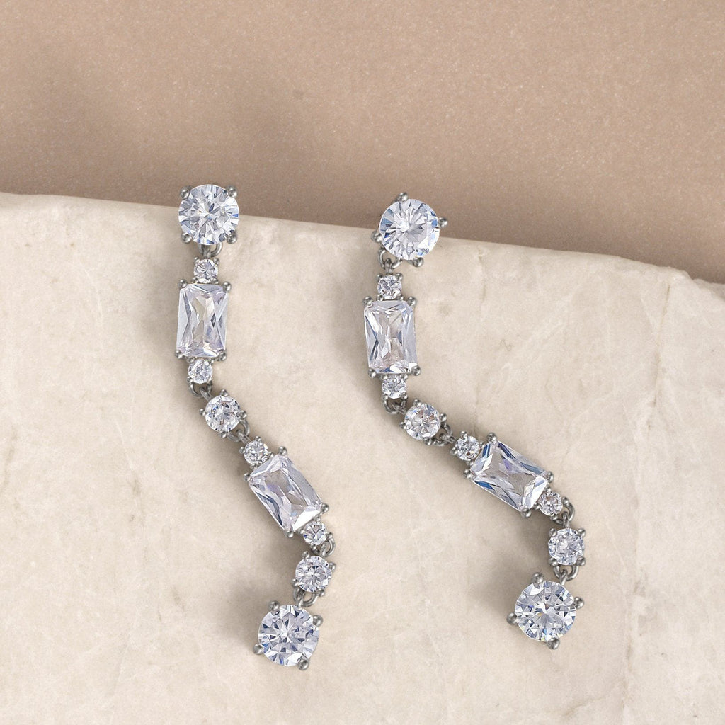 Rectangle diamante store earrings