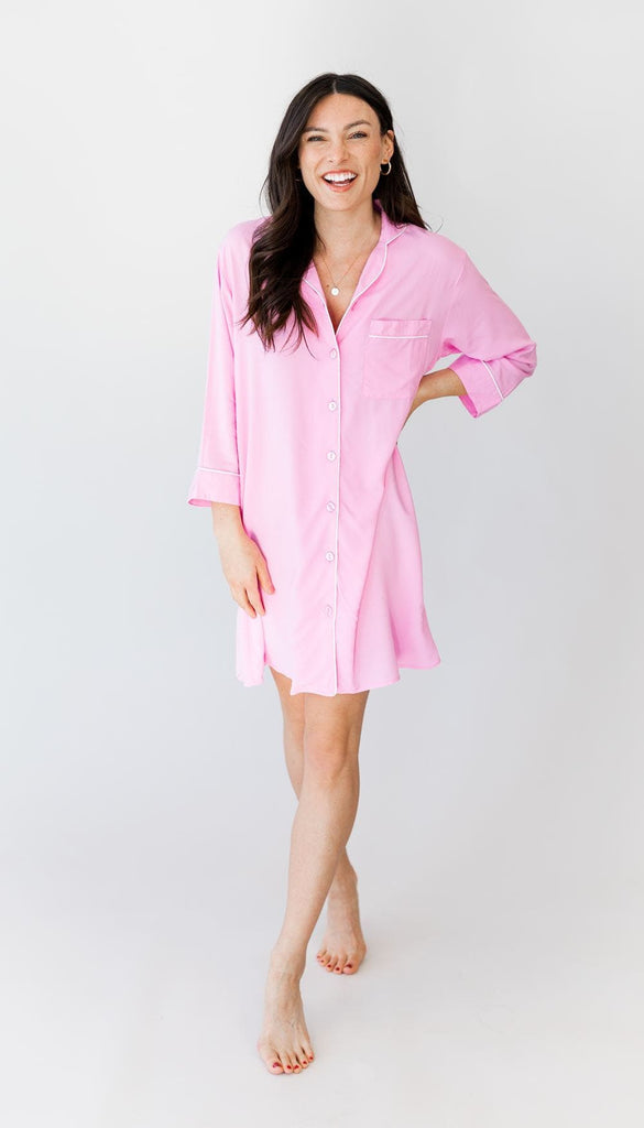 Button-Down Sleep Shirt - Pink
