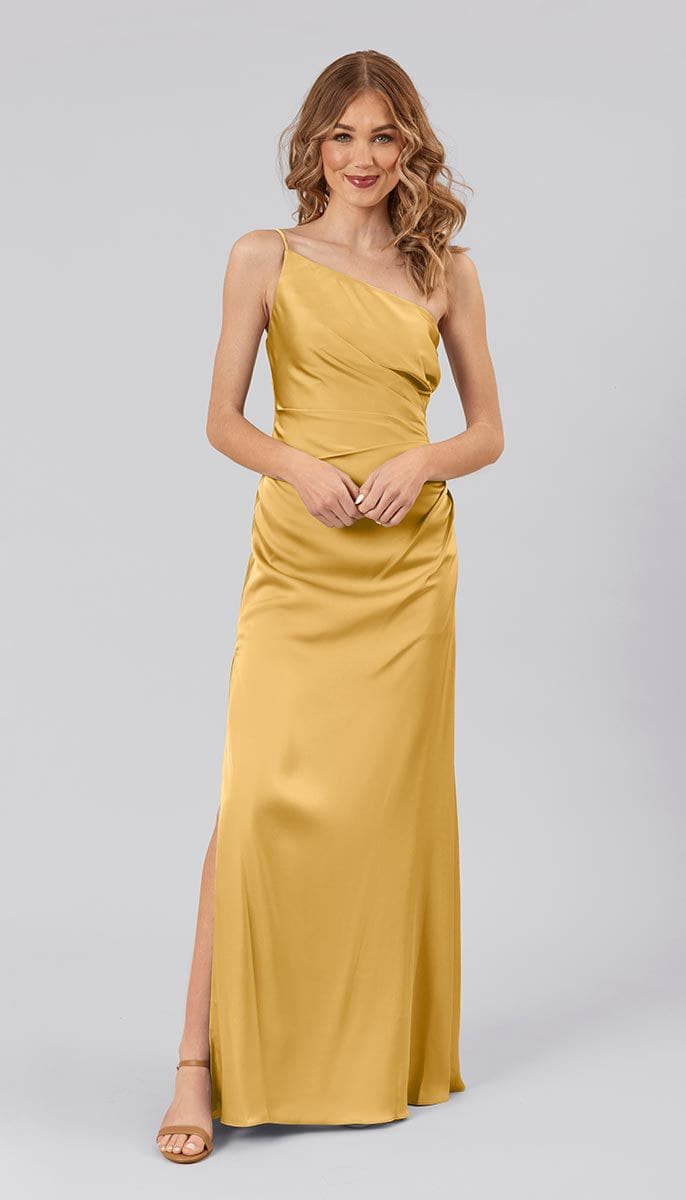 Reid One Shoulder Satin Bridesmaid Dress | Kennedy Blue - Kennedy Blue