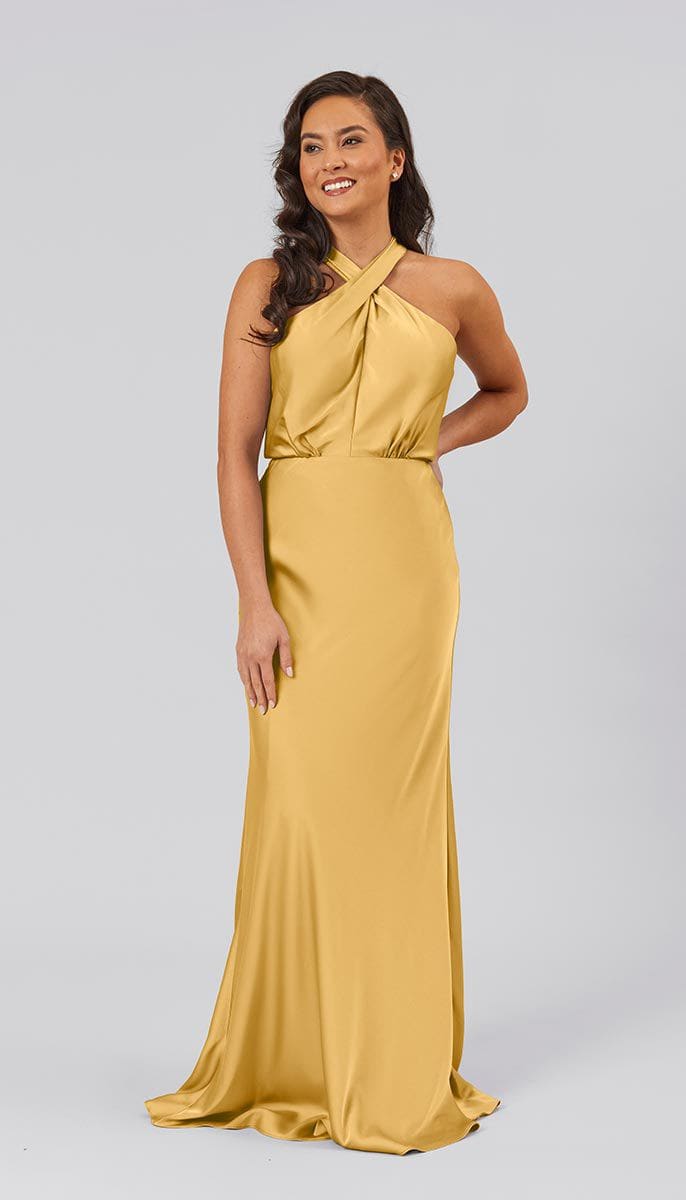 Zara satin dress shops yellow