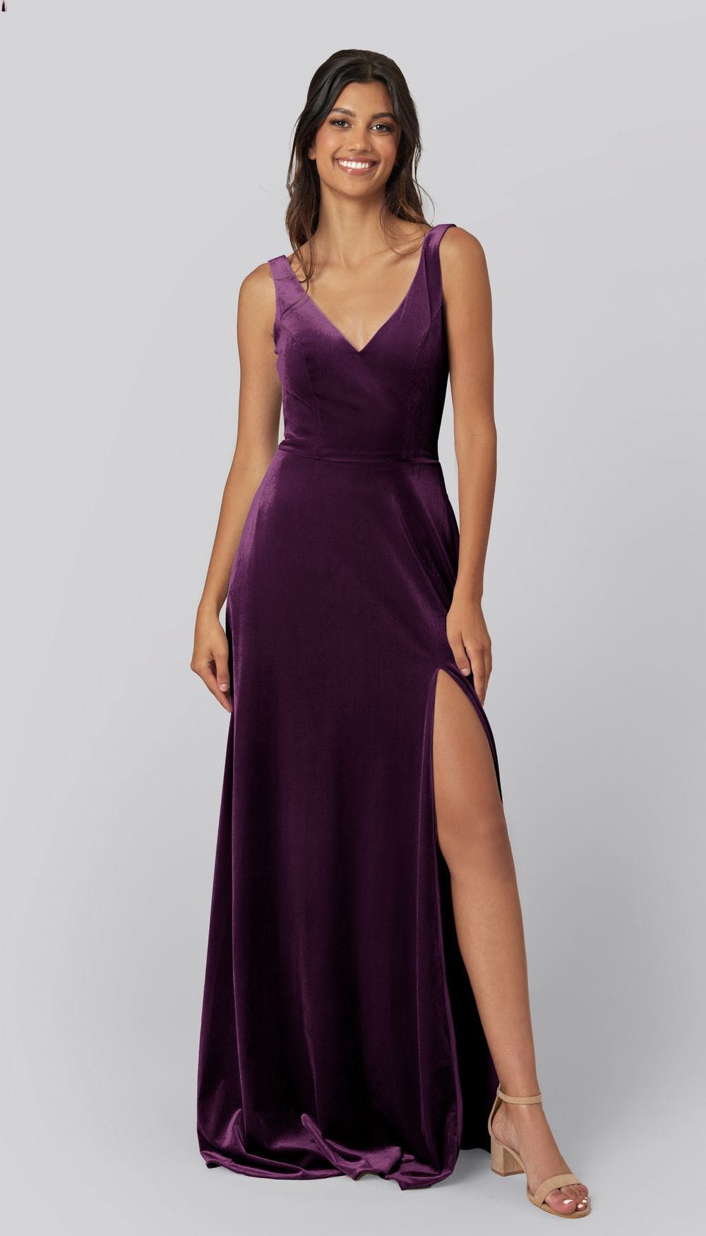 Ash Cowl Neck Bridesmaid Dress with Slit in Rosewood