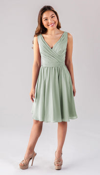 Sage Green Knee Length Dress